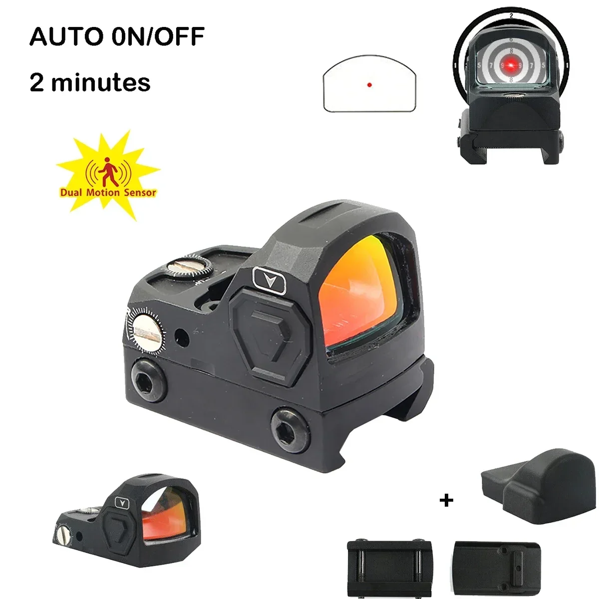 

RMR 2MOA Reflex Low Power Red Dot Sight Shake Awake Optic Sight for Rifles Pistols Shotguns 20mm Rail ShockProof 1000G