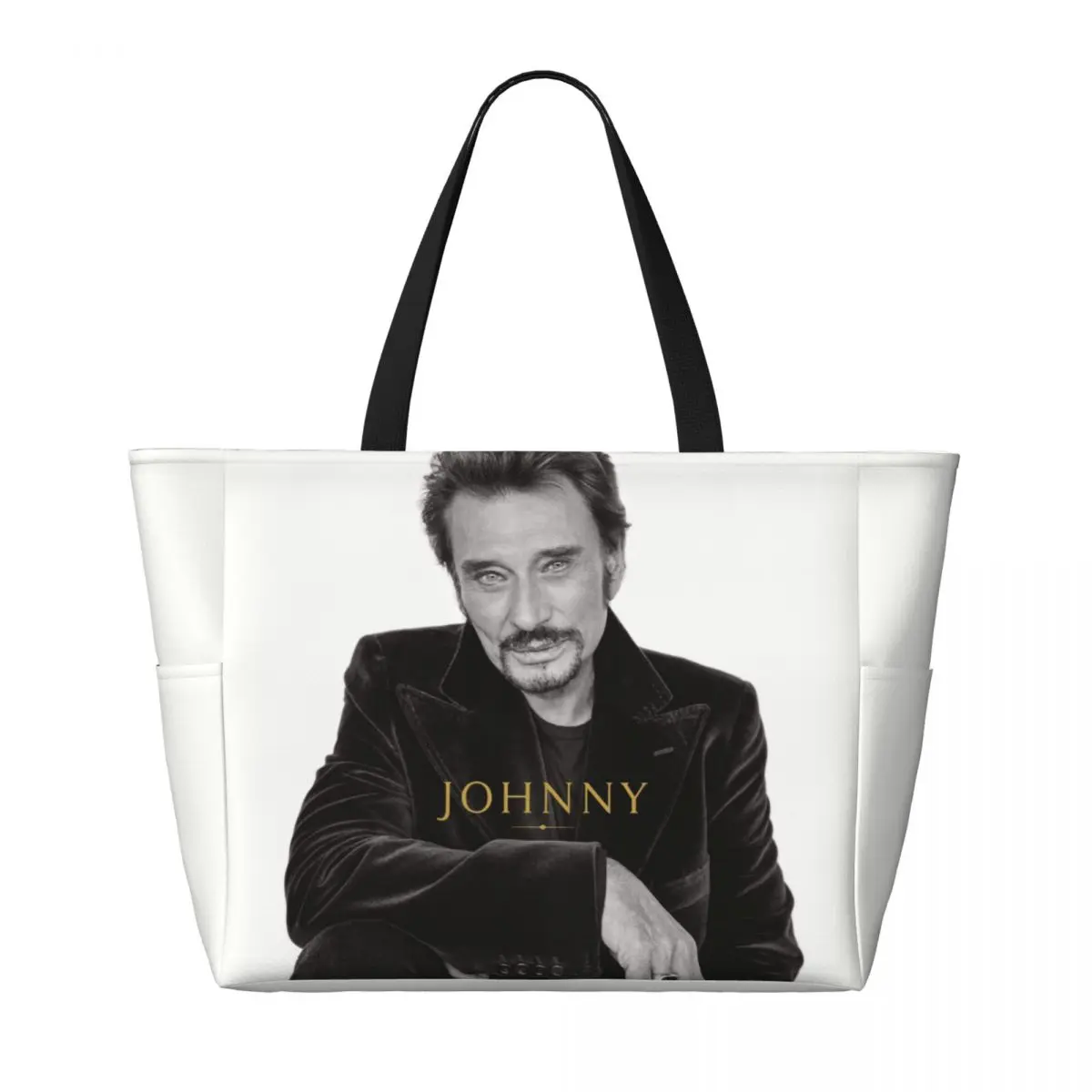 Custom French Rock Johnny Hallyday Travel Tote Bag Women Large Capacity France Singer Groceries Shoulder Shopper Bags