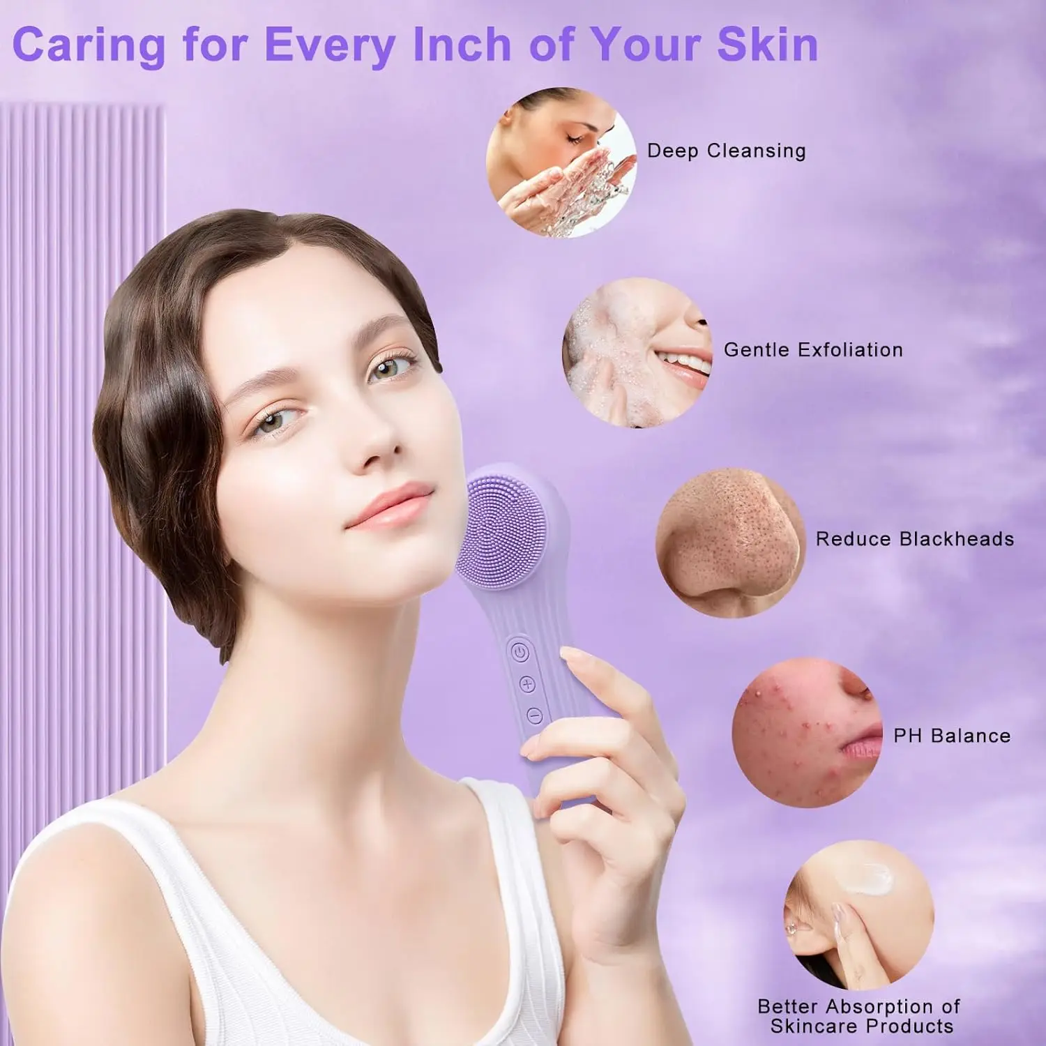 فرشاة تنظيف الوجه NkegraCoola CLIE، منظف الوجه الكهربائي المقاوم للماء وقابل لإعادة الشحن للرجال والنساء، مقشر، تدليك