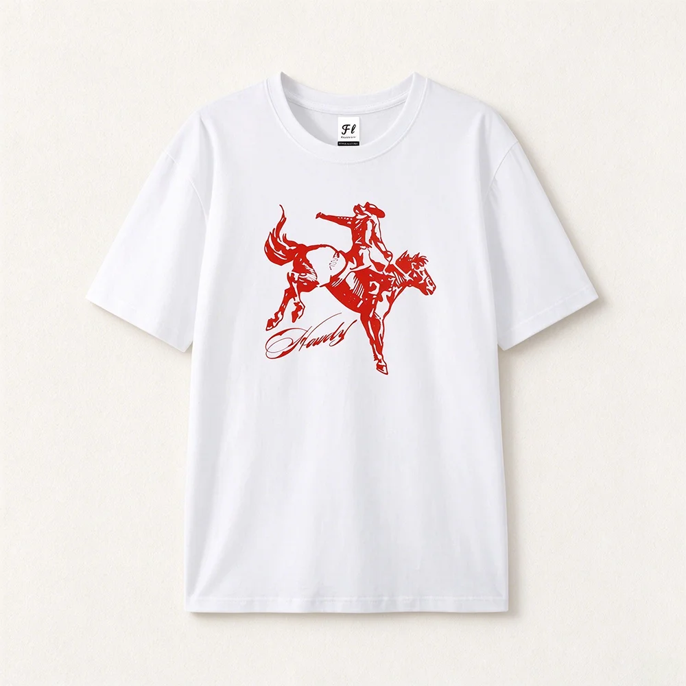Women Vintage Western Cowboy Horse Graphic T Shirt Retro Rodeo Howdy Print Short Sleeve Crew Neck Casual Country Music Tee Tops