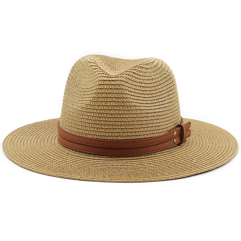 

54-58-60CM Womens Summer Panama Hats Wide Brim Straw Sun Hat Beach Hat For Men Fashion UPF UV Protection Fedoras Cap For Travel