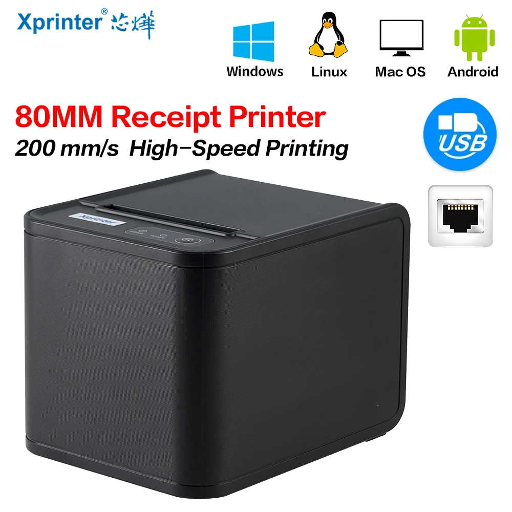 xprinter impressora de recibos portatil impressora manual com cortador automatico impressora pos para cozinha 80 mm 80t novo 01