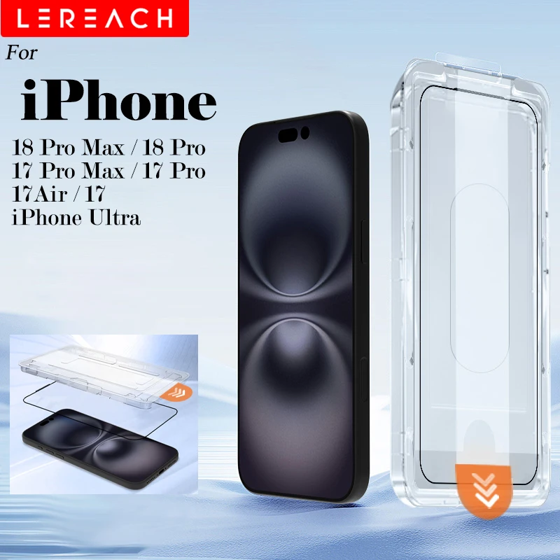 Lereach for iPhone 18 Pro Max 17 Pro Max 18 Pro 17 Pro 17E Dust-Free Chamber Tempered Glass Screen Protector Auto-Adhesion