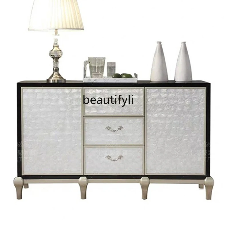 

Light Luxury Paint Solid Wood Shell Curio Cabinet Sideboard Cabinet Modern Minimalist Lobby Entrance Cabinet