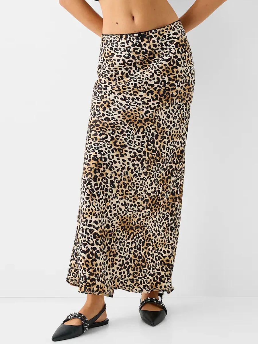 

Women s Summer a Line Pencil Long Skirt Y2k Animal Cheetah Leopard Print Low Rise Slit Skirt Streetwear