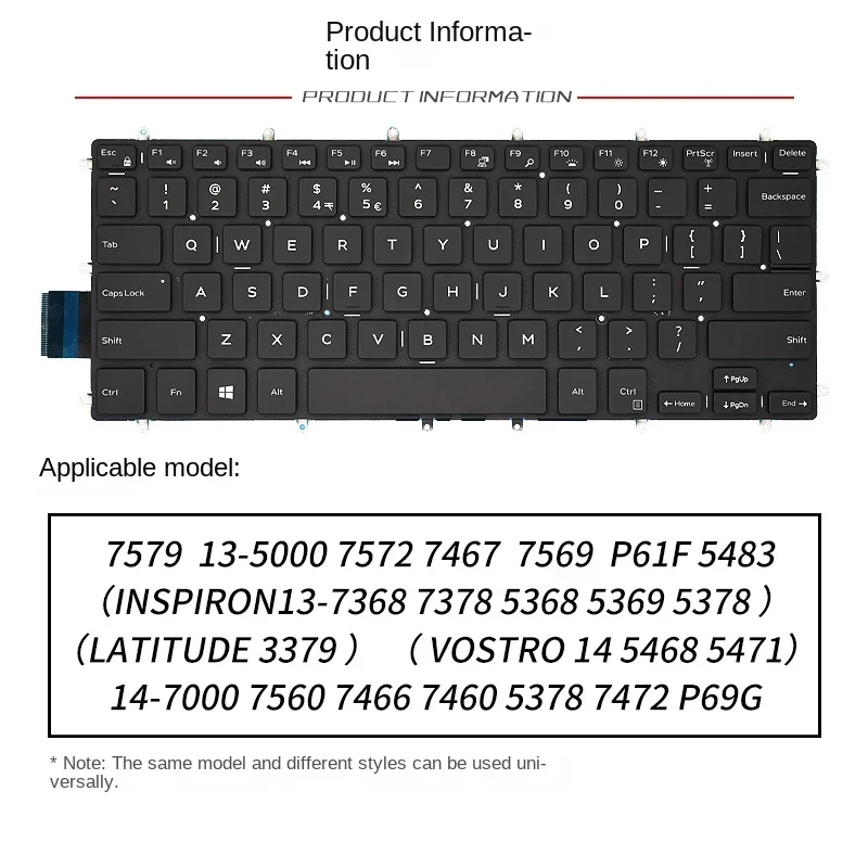 Replace Suit For DELL 14-7000 7560 7466 7460 5378 7472 P69GP61F 7572 5483 Laptop Keyboard