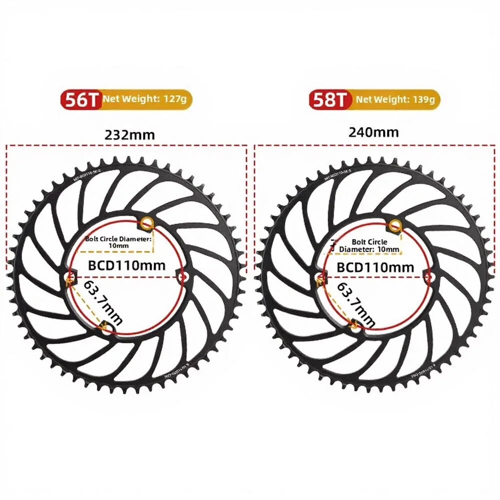 110BCD 4 Arm Narrow Wide Chainring 46T 48T 50T 52T 54T 56T 58T For Road Folding Bike Single Speed Crankset Bicycle Parts