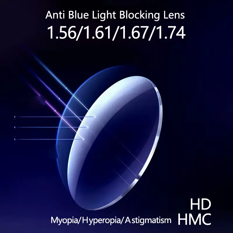 

1.56 1.61 1.67 1.74 Optical Prescription Anti Blue Light Blocking Lens Lens Man Woman Myopia and farsightedness Astigmatic