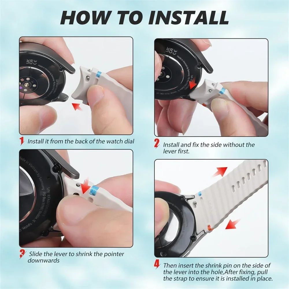 OriginalสําหรับSamsung Galaxy Watch 7 6 5 4 44มม.40มม./FE/Pro/Classicซิลิโคนกีฬาเข็มขัดสร้อยข้อมือCorrea Galaxy Watch 7สาย