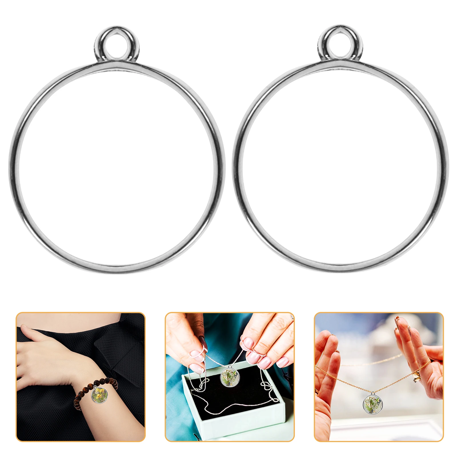 20 ronde zilveren open rug randen holle hangers sieraden maken benodigdheden DIY ambachtelijke ketting armband oorbel accessoires zink