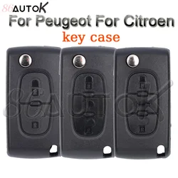 86AUTOK Etui na kluczyk zdalnego sterowania do Citroen C2 C3 C4 C5 C6 do Peugeot 207 307 308 407 607 807 Fob HU83/VA2 CE0523 CE0536 Przycisk 2/3