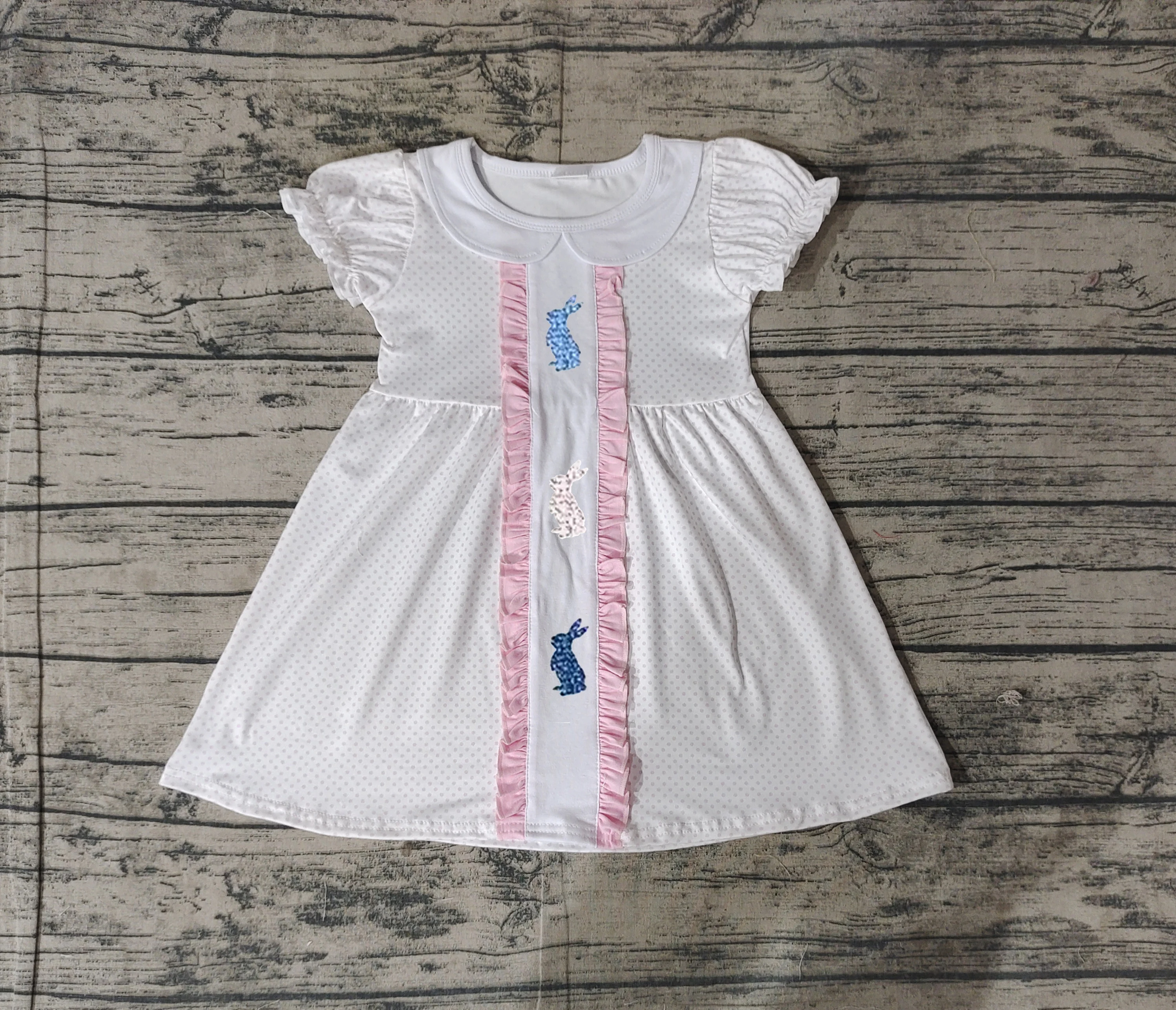 GSD1771 pre-order toddler clothes bunny baby girl easter summer dress embroidery-real pic