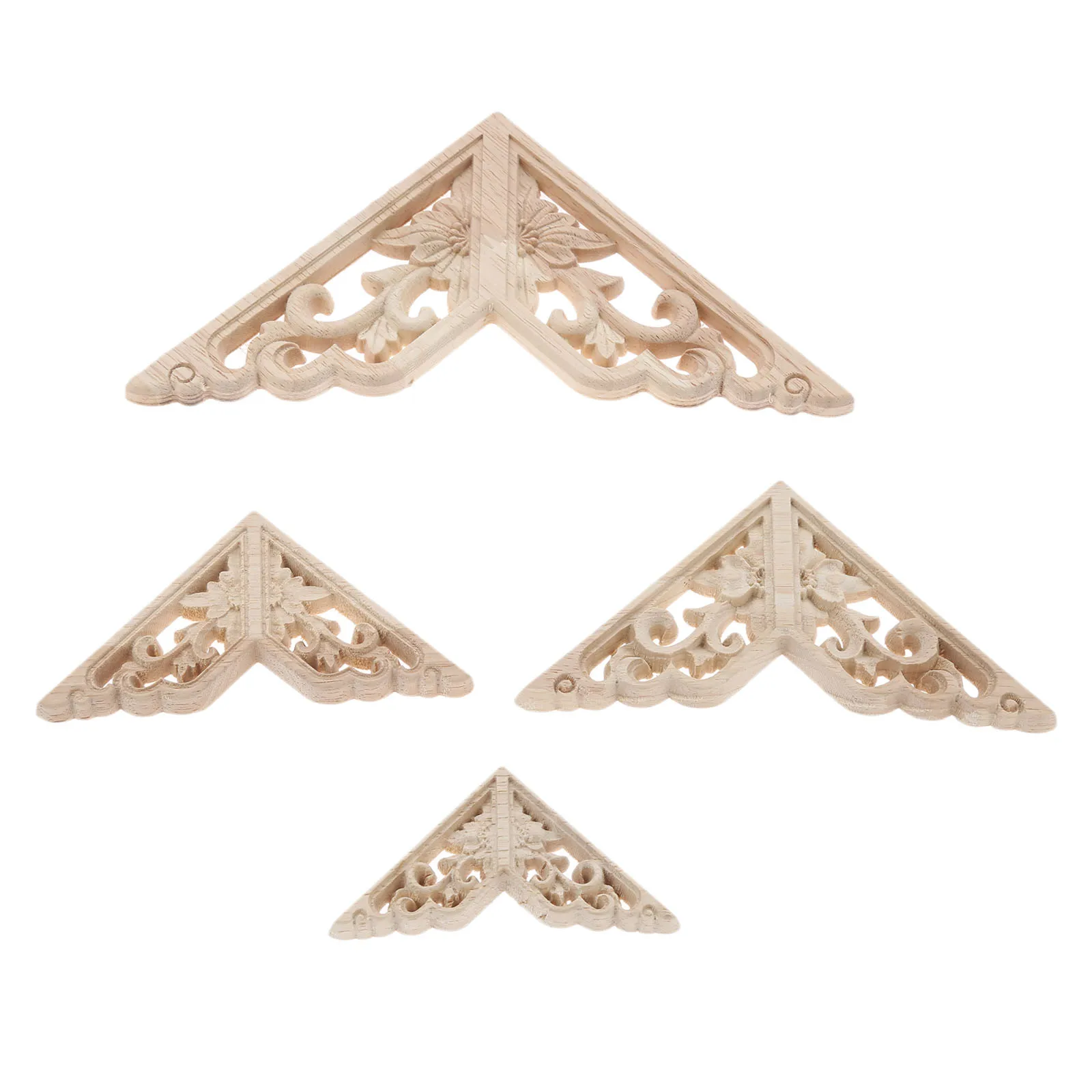 4Pcs 6/8/10/15cm Holz Geschnitzt Ecke Onlays Applique Rahmen Tür Schmücken Wand Tür möbel Dekorative Figuren Holz Miniatur