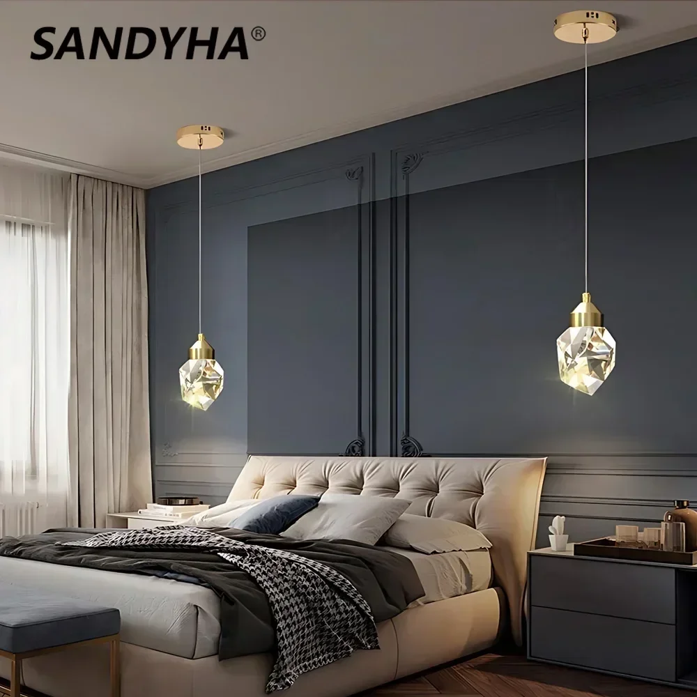 

Modern Pendant Lamp Indoor Lighting Crystal Led Bedside Lights Long Home Living Dining Room Bar Decorative Lighting Fixtures