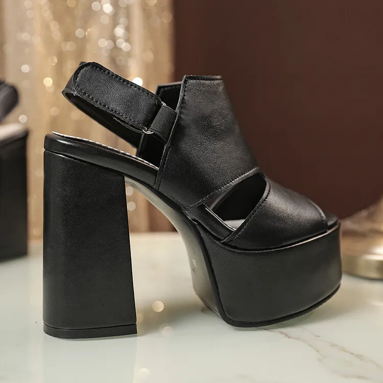 Oversize Large size Big Size Waterproof platform sandals thick heels high heels sandals women shoes woman summer ladies