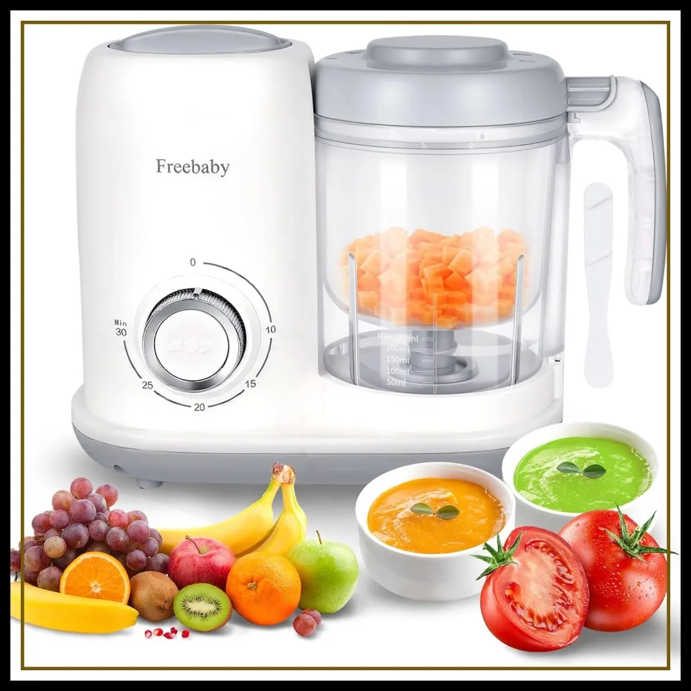 

4 in 1 Baby Food Maker: Steamer, Blender, Grinder & Mills, One Button Puree Maker with Steam Basket, BPA-Free