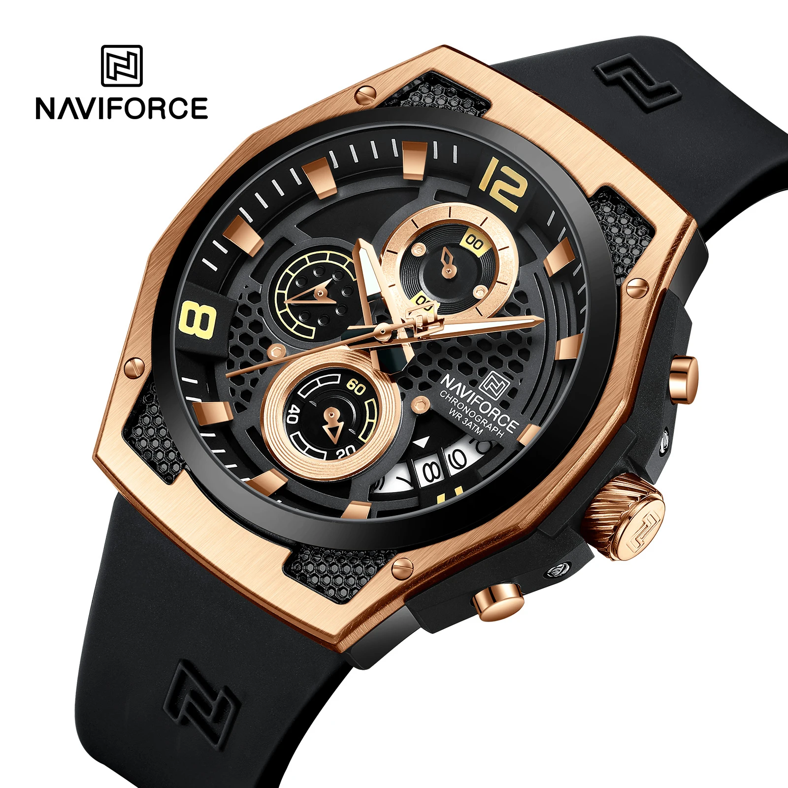 NAVIFORCE-relojes deportivos informales para hombre, pulsera de mano luminosa con diseño a la moda, de lujo, con calendario de cuarzo y correa de