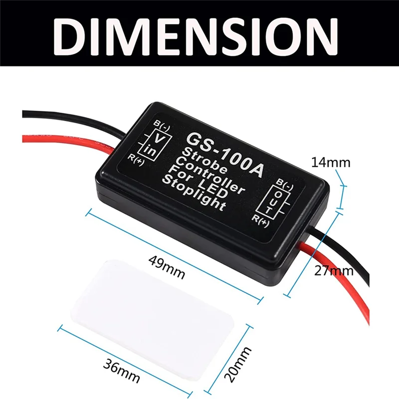 

Brake Light Flasher Module GS-100A Brake Light Flasher Module DC 12-24V 2A 24W High Brake Controller Tail Lamp Safety Prompt Con