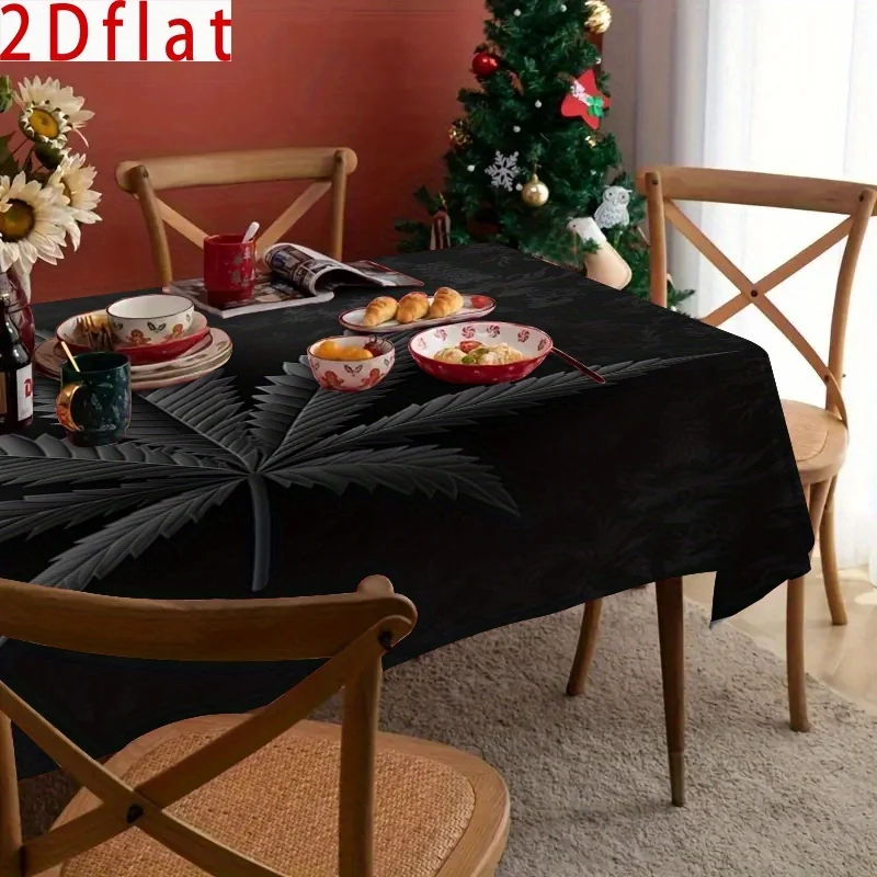 One fashionable hemp leaf tablecloth - a must-have for modern home decoration. Made of polyester, rectangular shape.zyc