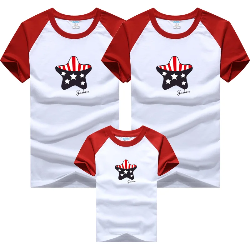 Stars Flag T-shirts for Whole Family Mom Dad Daughter Son Matching Clothes Cotton Tops Tees image 5