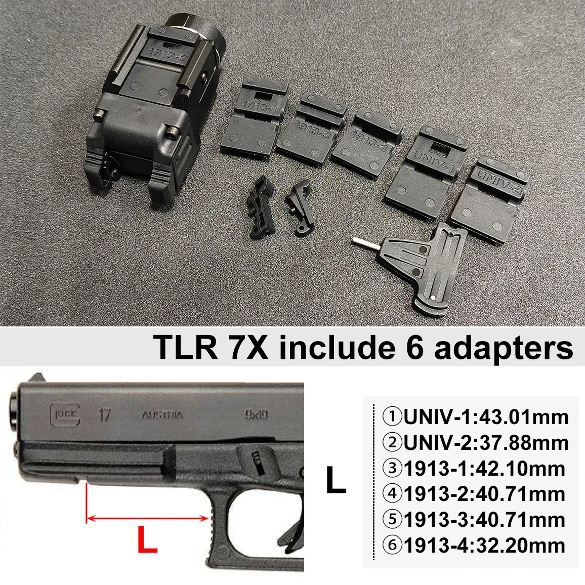 TLR 7 TLR 7X TLR 1 HL Pistol Scout Light LED Strobe Flashlight for Airsoft G lock 17 Taurus 20mm Rail 500 lumens Rechargeable