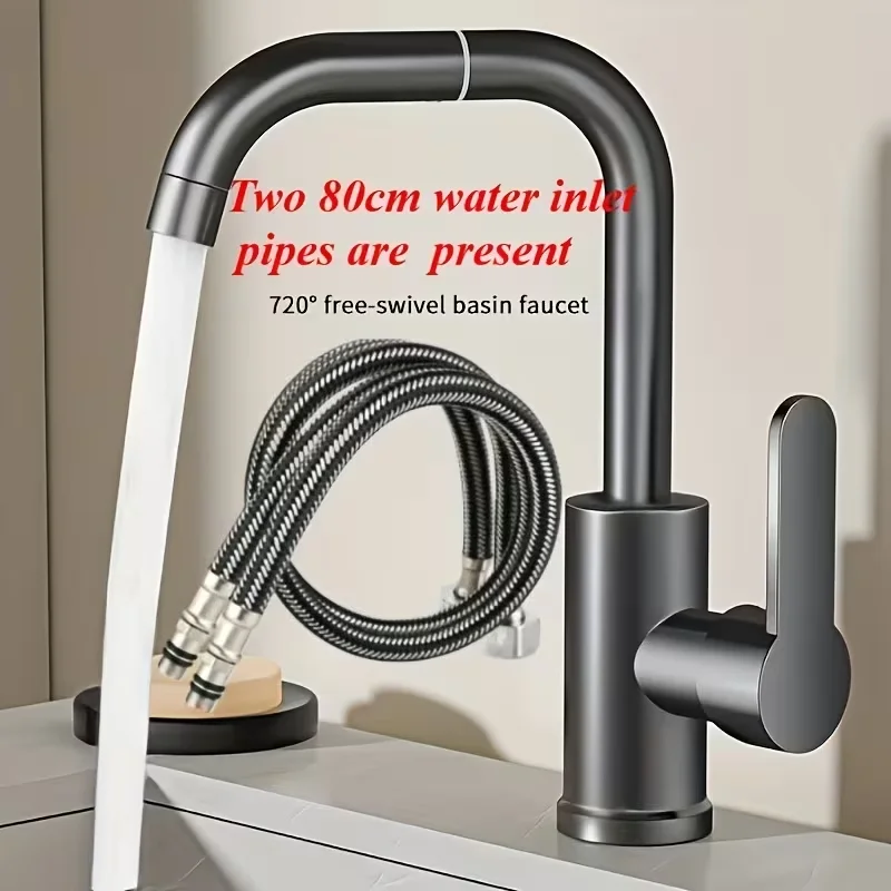 720° Rotating Dual Use Faucet 360° Kitchen & Bathroom Sink ABS Brushed Finish Drinkable Hot Cold Mixed Water