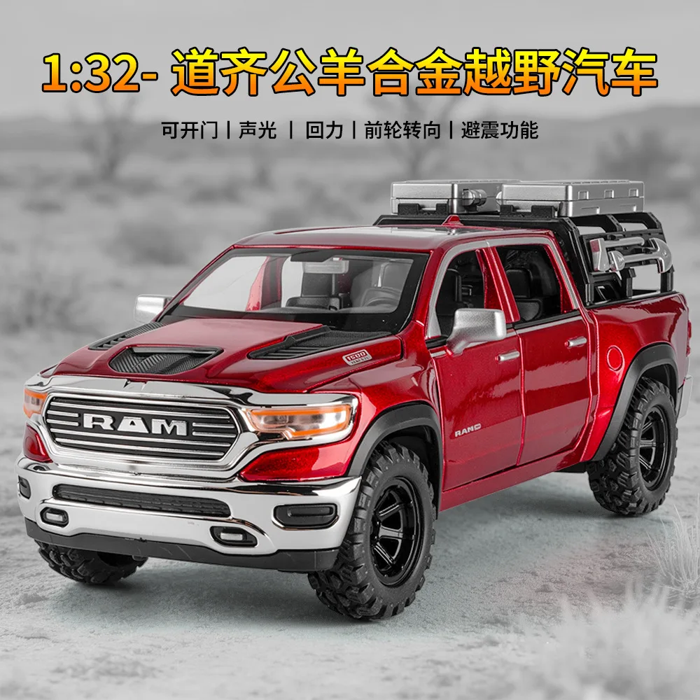 1:32 Ram 1500 TRX Mammoth Off Road Pickup Truck Alloy Diecast Model Car Sound And Light Pull Back Toy Car Present view 3