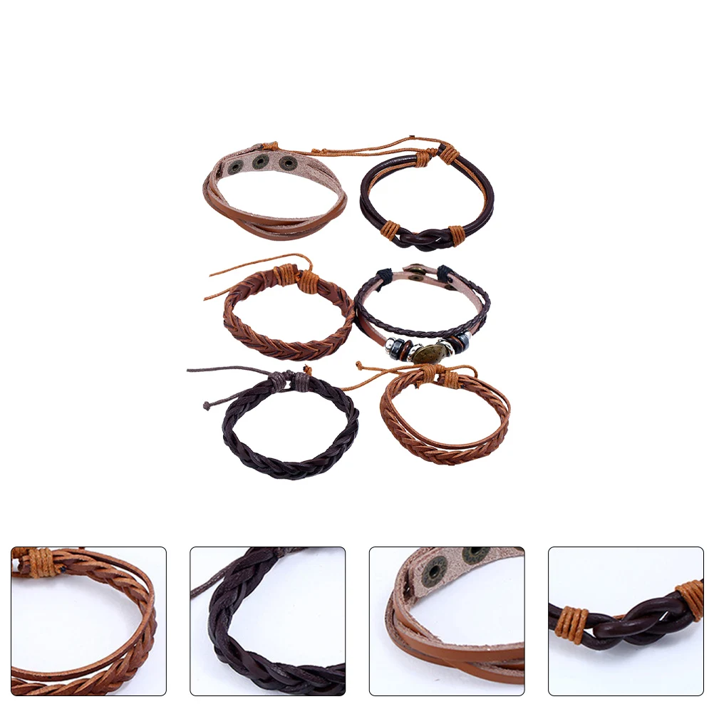 

Bracelet Retro Wrist Chain Fashionable DIY Bangle H made Cowhide Alloy Material Valentine Gift Cool Style