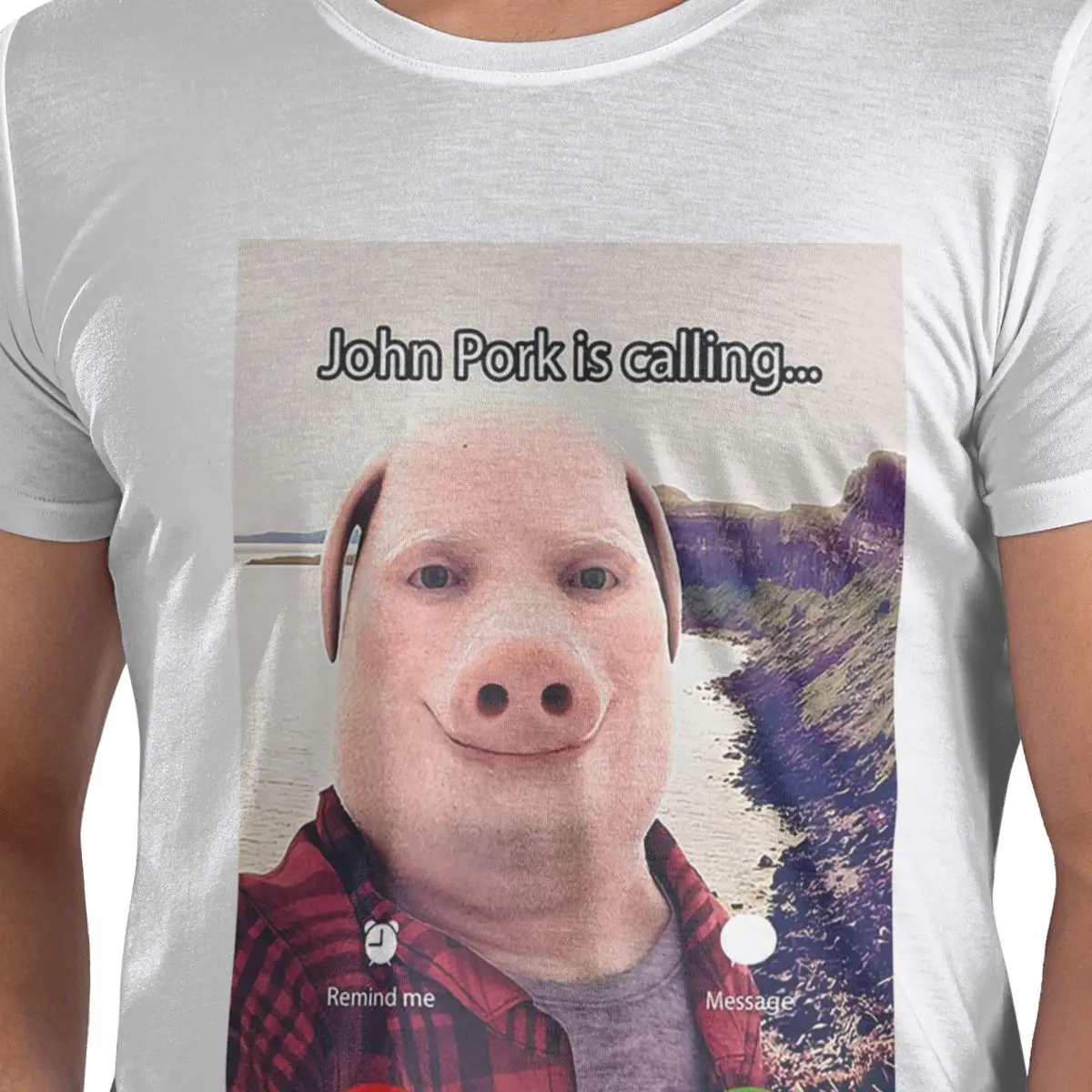 

John Pork Is Calling Answer Call Phone Футболка из 100% хлопка Мужские классические футболки Мужские футболки с круглым вырезом и коротким рукавом S-6XL