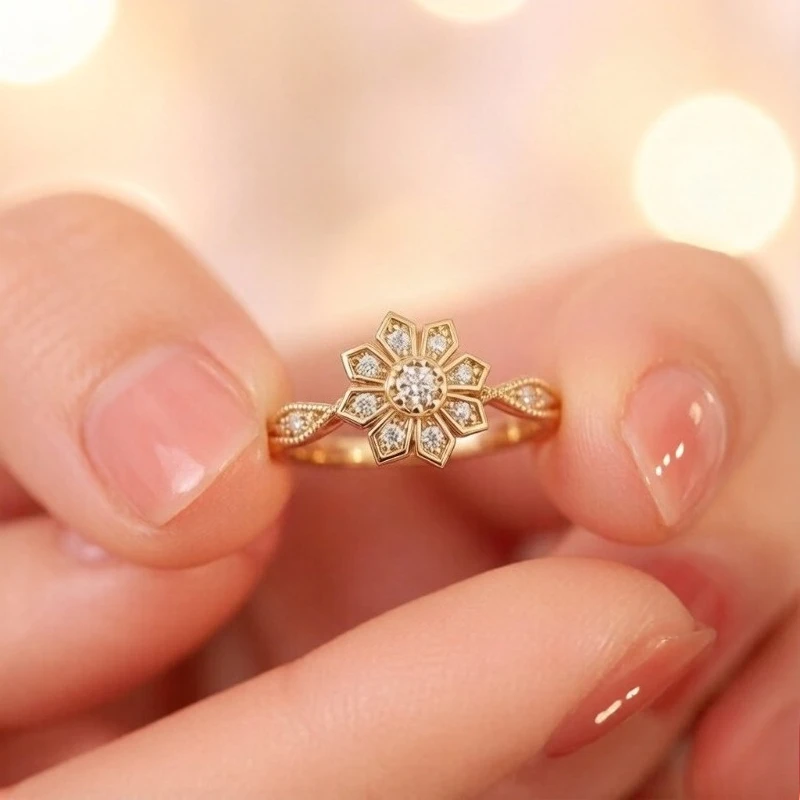 The ideal choice for women's rings with retro sunflower temperament, perfect Valentine's Day gift for women's jewelry