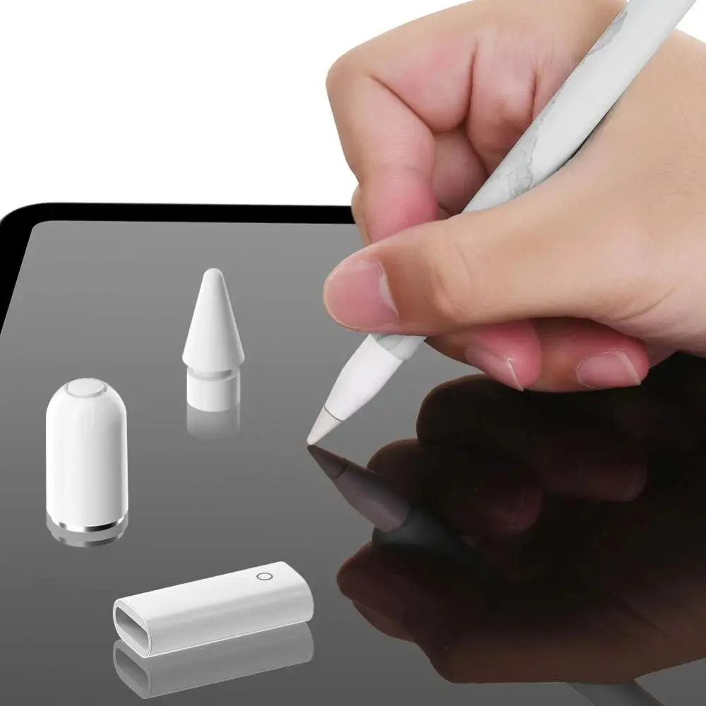 Portable Smart Chip Charging Adapter White Stable Adsorption Magnetic Pencil Cap Aluminum Alloy Stylus Replacement Accessories