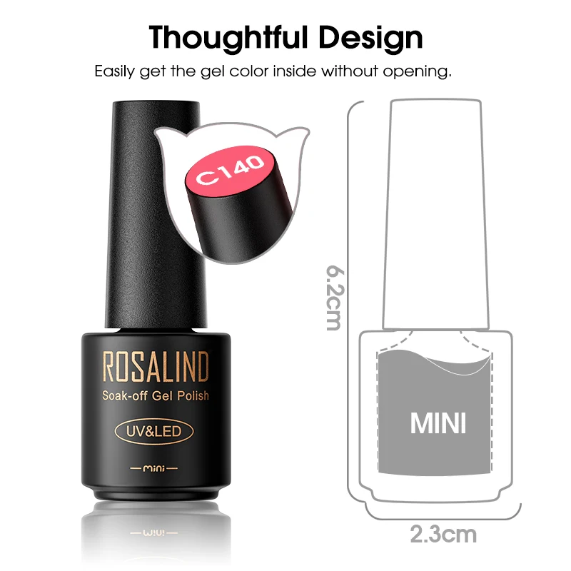 ROSALIND-esmalte de uñas en Gel multicolor, barniz brillante rosa desnudo, uñas semipermanentes UV, belleza de diamante, capa Base de cáscara superior, Gel de uñas