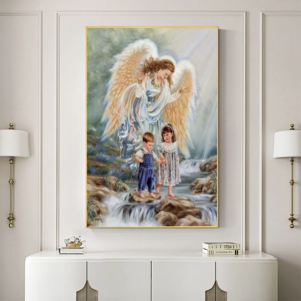 Cartoon Angel DIY 11CT Cross ścieg haft zestawy Craft zestaw do robótek ręcznych płótno z nadrukiem nić bawełniana dekoracja wnętrz