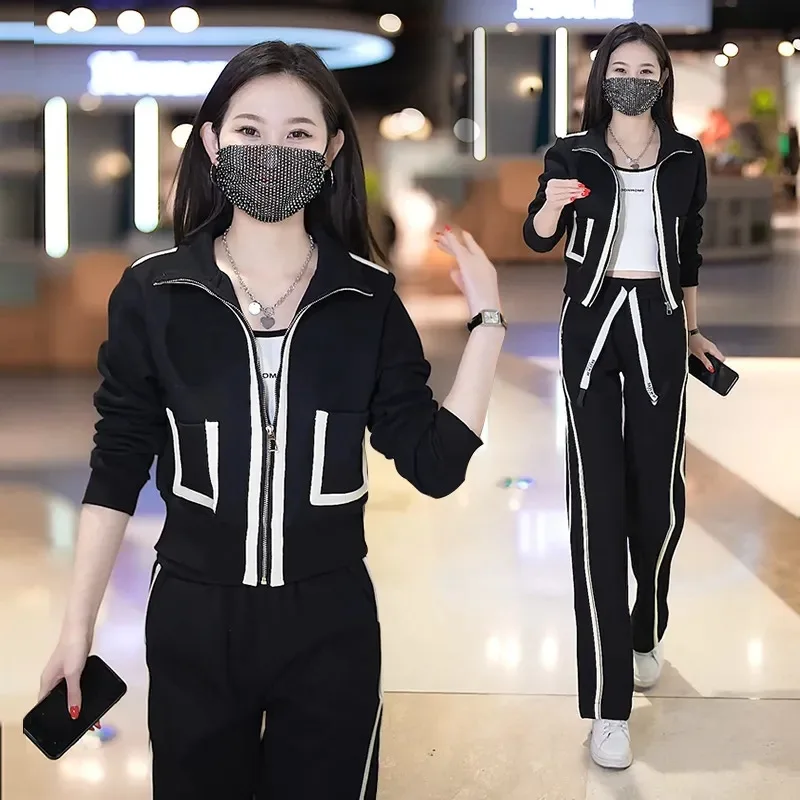 Ladies Sportswear Long Sleeve Loose Casual Sportswear suit  2023 autumn winter slimming and age-reducing two-piece set