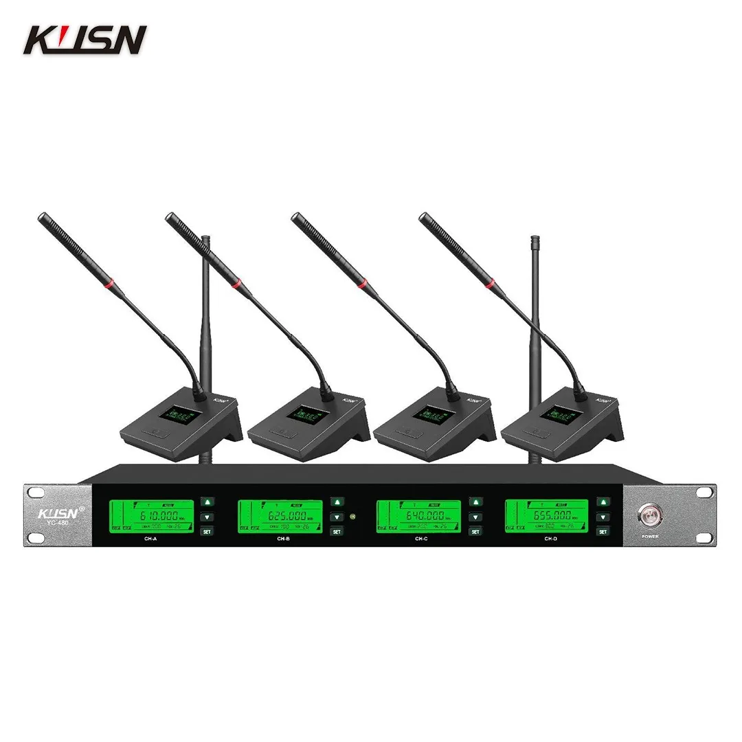 One-to-four UHF Professional Conference Microphone Lapel Auto Tune Karaoke System Cordless Handheld Wireless Microphone
