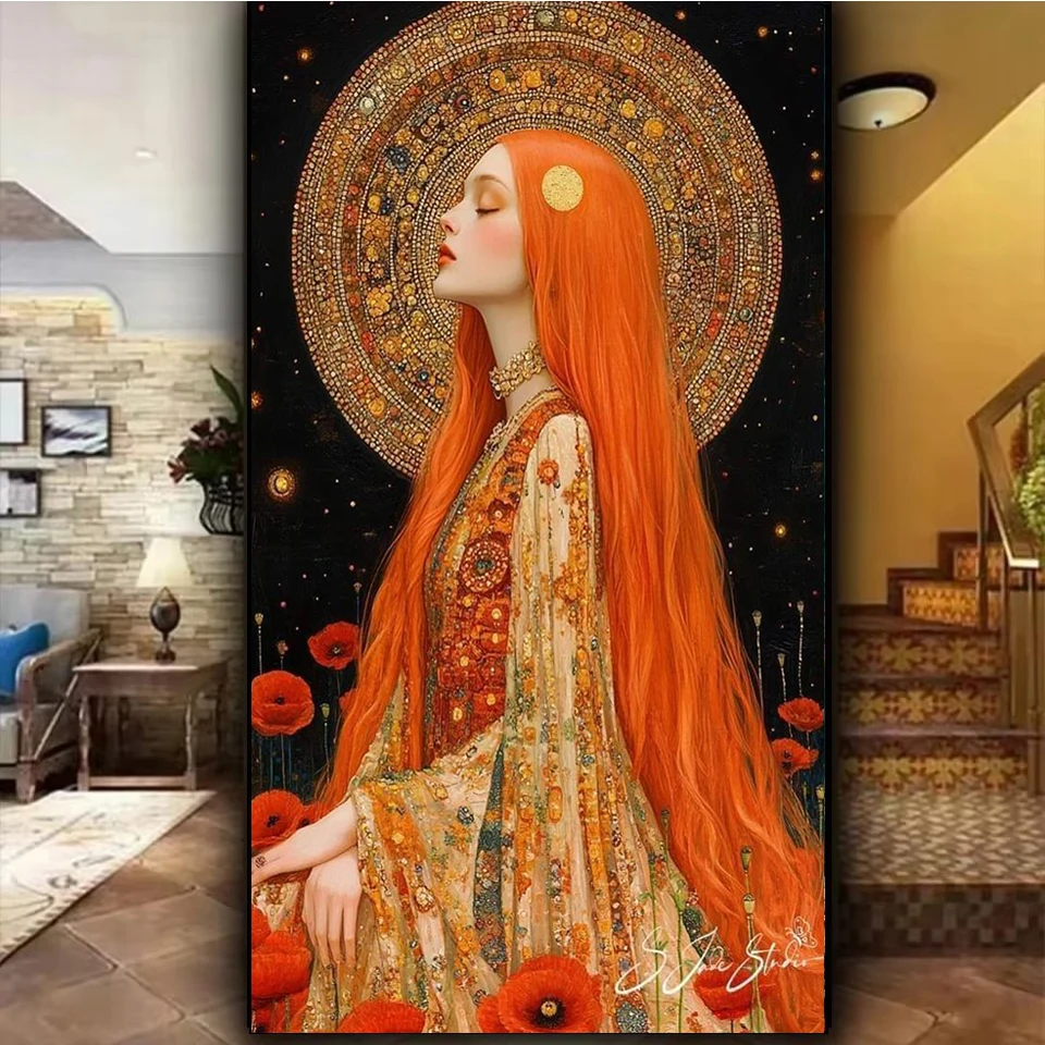 

Religion Golden Woman diy diamond painting Jewelry cross stitch Lady Full diamond art crystal mosaic Big Size Home Decor