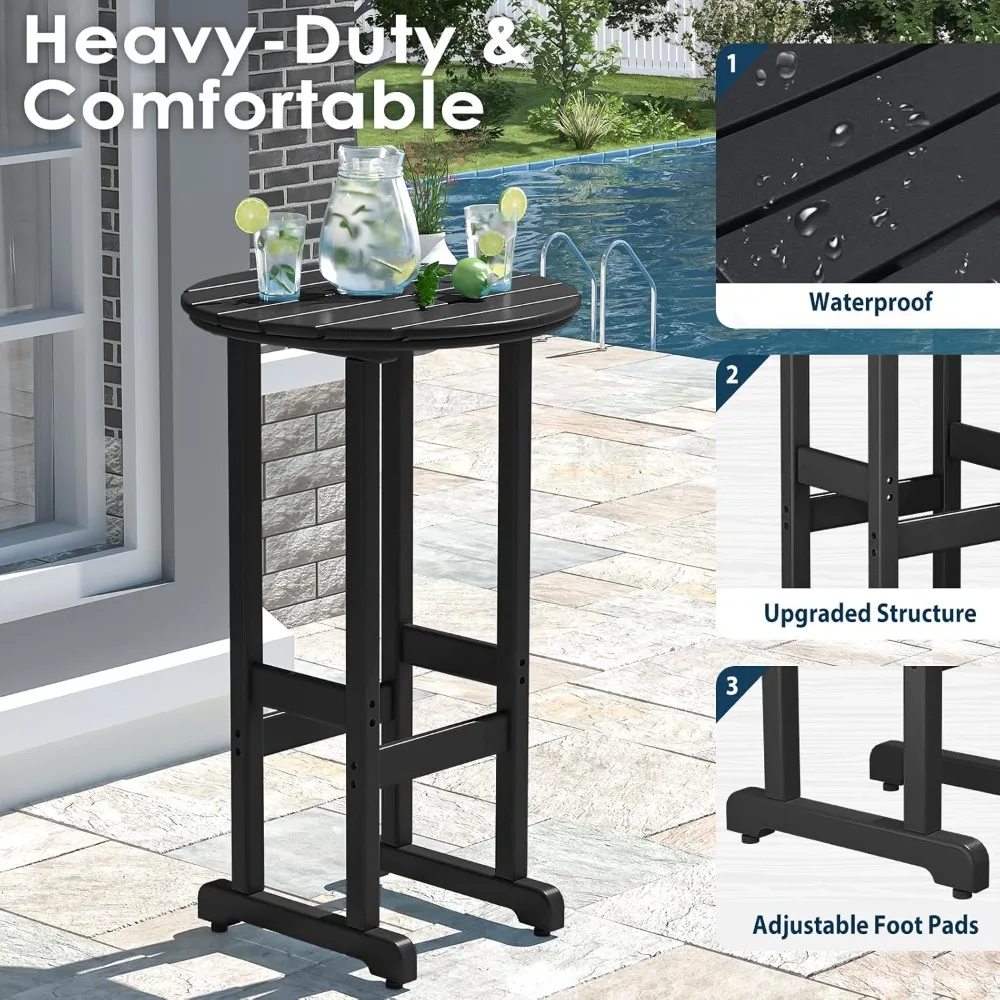 

Outdoor Bar Table,All Weather HDPE Bar Height Patio Table Counter Round Patio Cocktail Bar Tables,Tall Bistro Pub Table for Deck