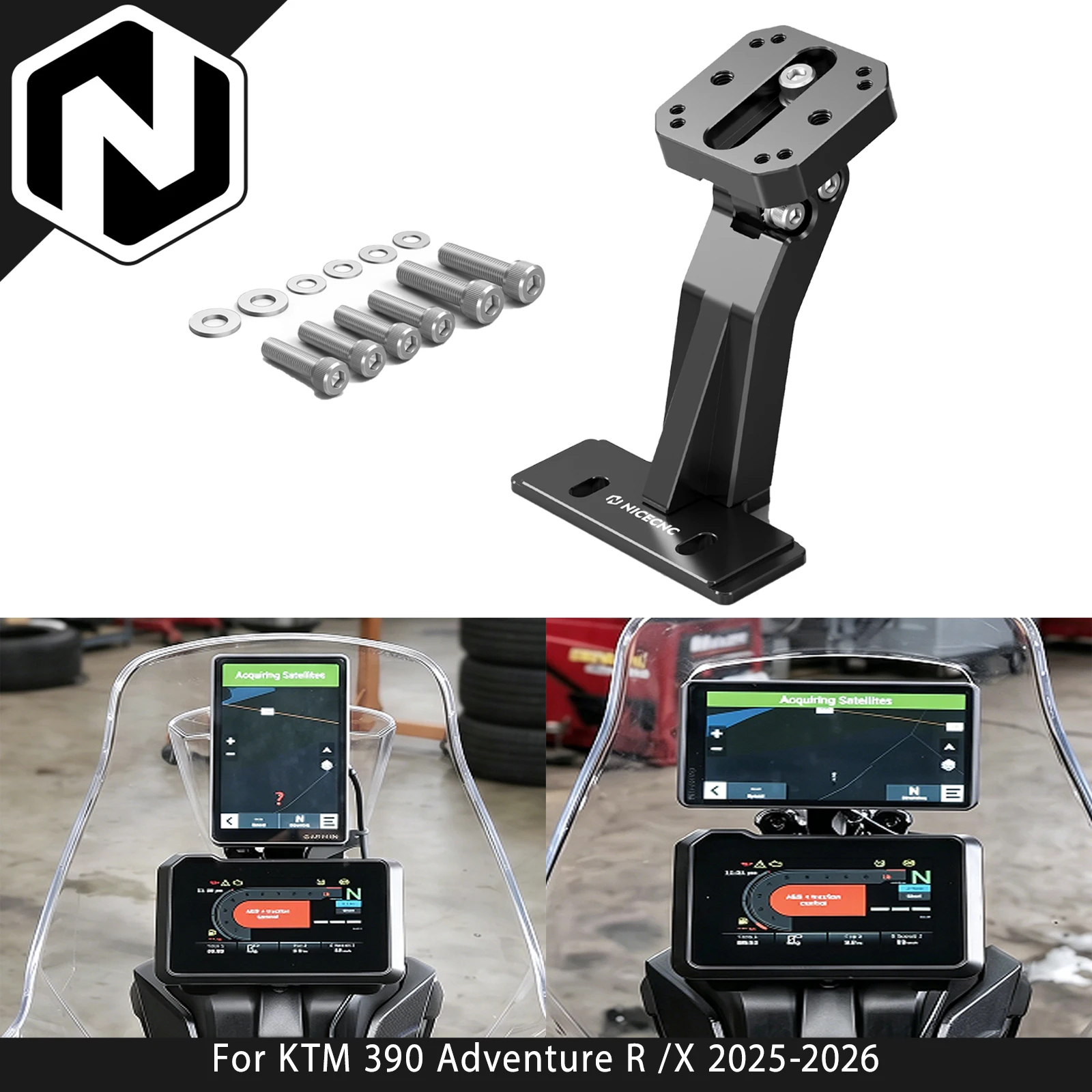 nicecnc-adjustable-gps-device-mount-phone-mount-navigation-mount-bracket-for-ktm-390-adventure-r-390-adventure-x-2025-2026