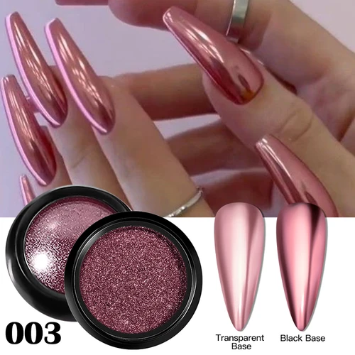 Imagen 2 del producto 1 caja de polvo metálico con purpurina para uñas, superbrillante, dorado, plateado, rosa, pigmento de espejo sólido, polvo, esmalte de uñas en Gel, decoración para manicura
