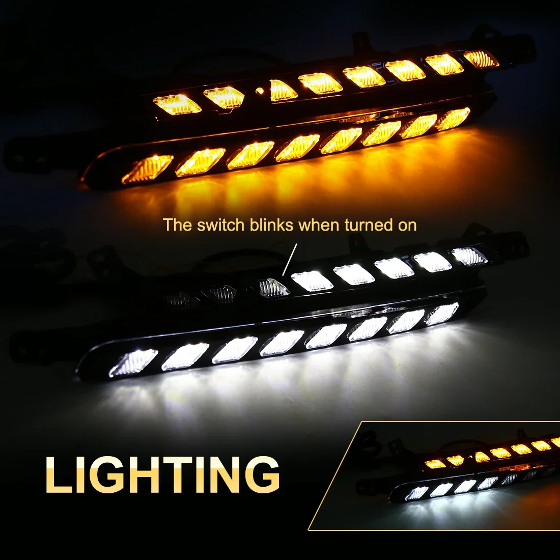 1 Set For Toyota Hilux Revo 2020 2021 Car LED Daytime Running Light DRL Yellow White Headlight Turn Signal Lamp 12V Accessories