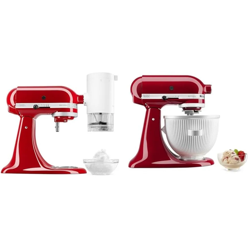 

Shave Ice Attachment, KSMSIA, White, 4 Molds and Ice Cream Maker Attachment Stand Mixer, 2 Quart, White