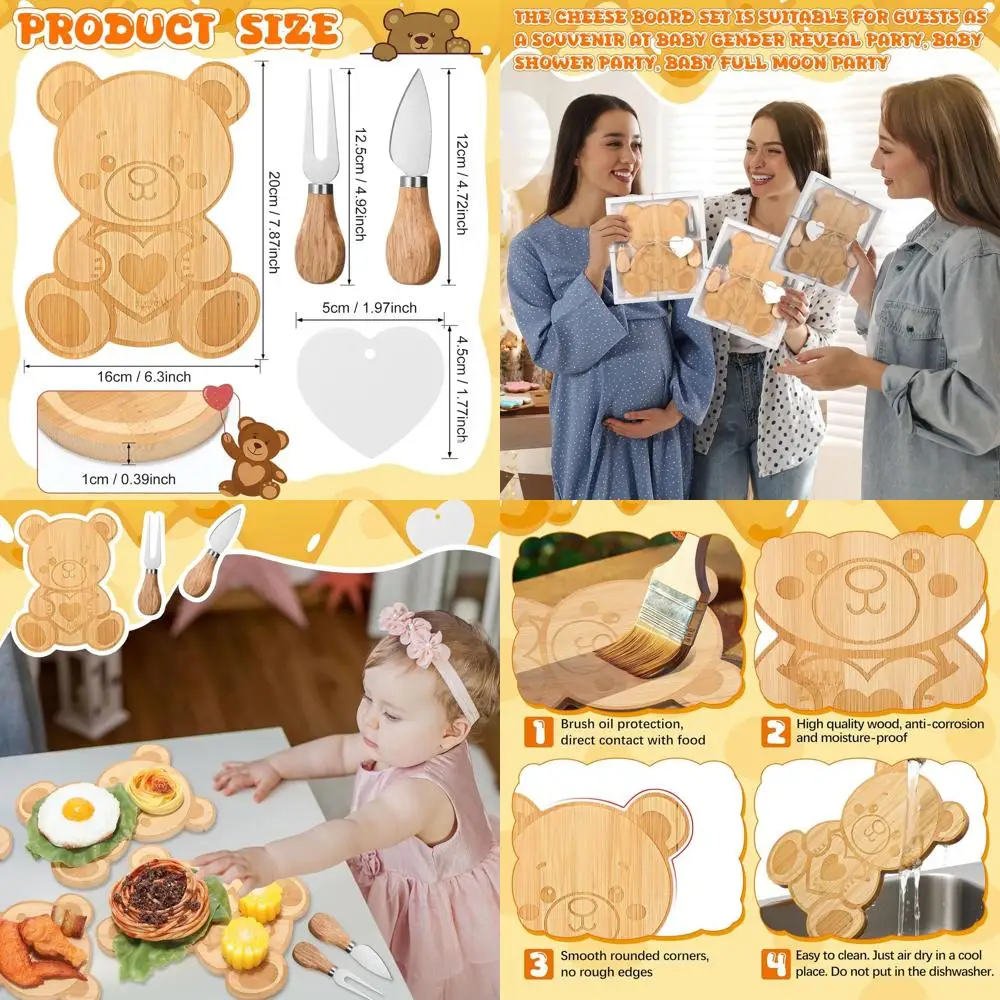 

Baby Shower Favors Set of 12: Mini Charcuterie Boards with Cutlery, Heart Tags & Boxes for Gender Reveal Events