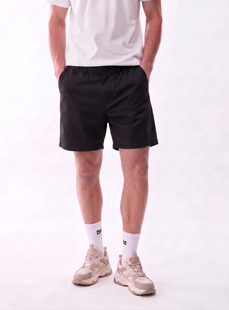 Men Fashion British Style Casual Shorts Lightweight Drawstring Waist Zipper Pockets Summer Shorts
