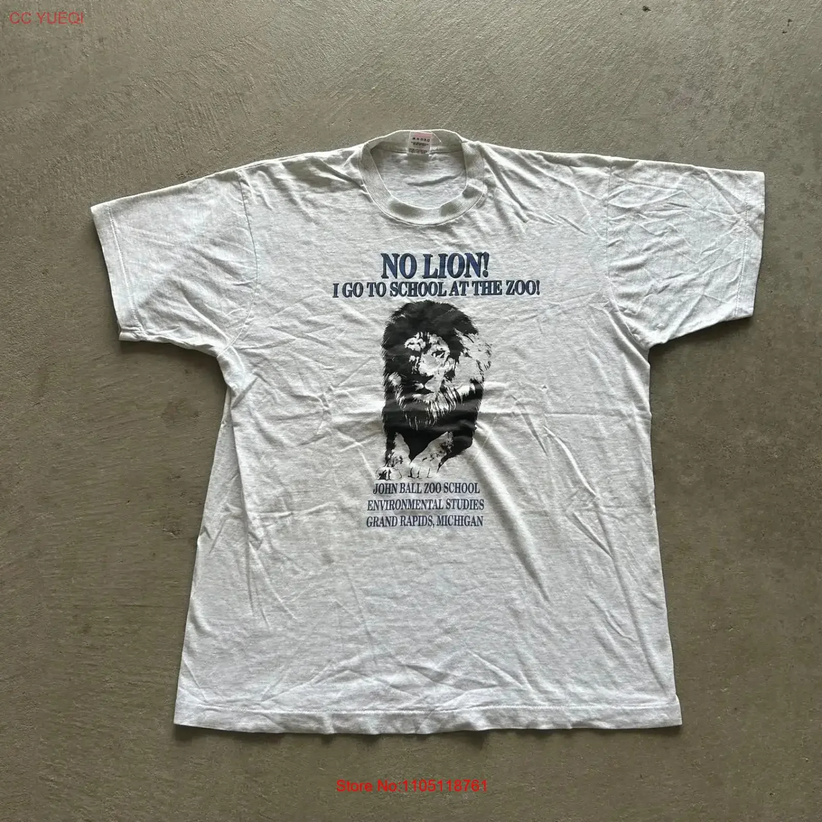 Vintage 90s John Ball Zoo School T Shirt Size XL Gray Lion Environmental Studies long or short sleeves vintage Washed Soft