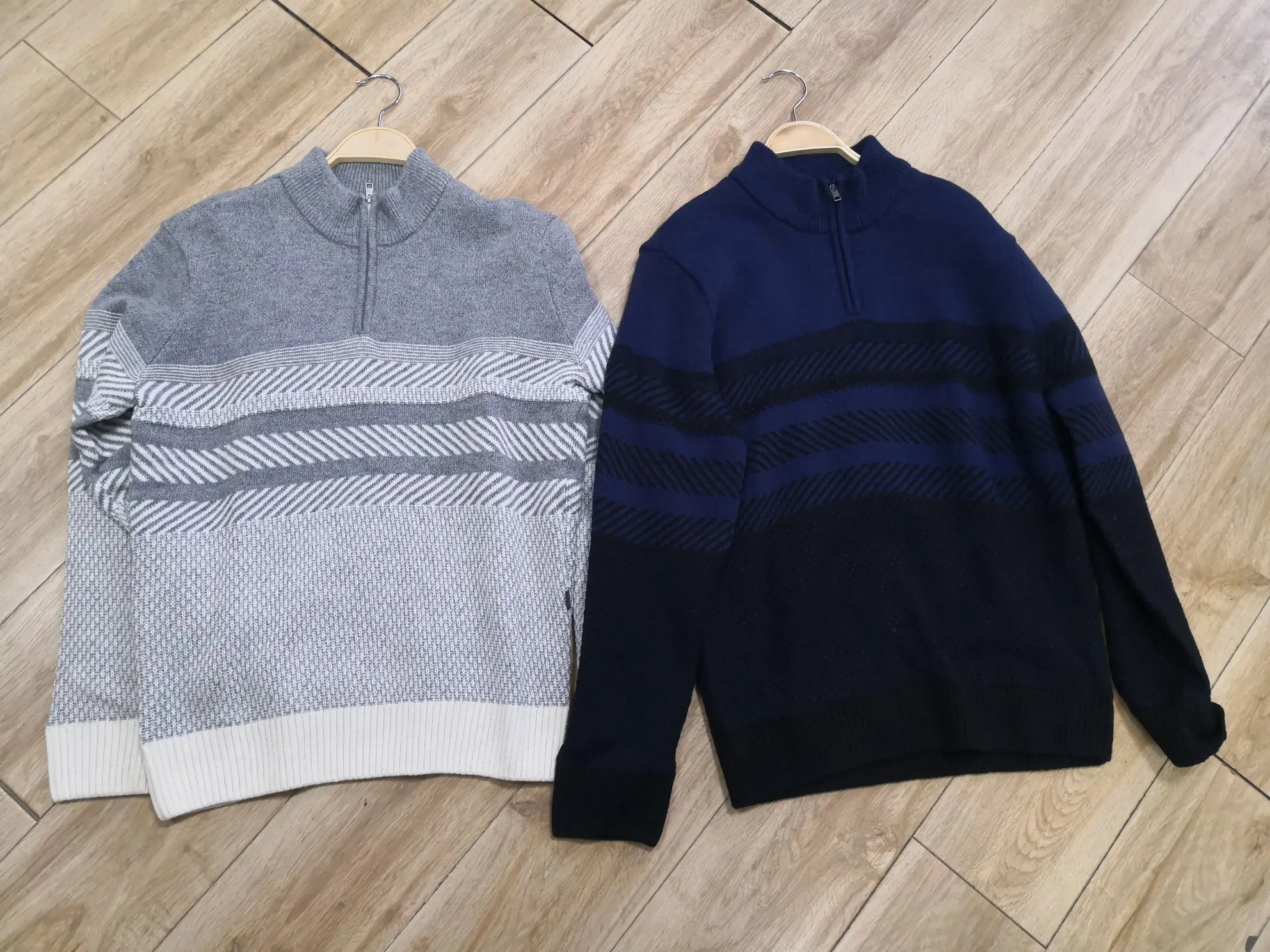 High-End Knitted Wool Sweater for Men Windproof Warmth Golf Autumn Winter New Style Half High Collar Long Sleeve Striped Pattern