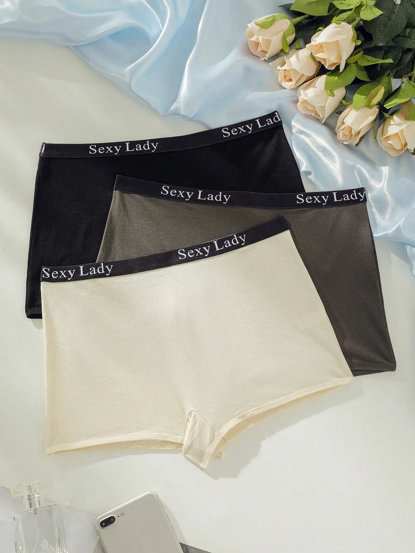 6-piece set of random solid color women's flat angle underwear, simple, breathable, comfortable and close fitting