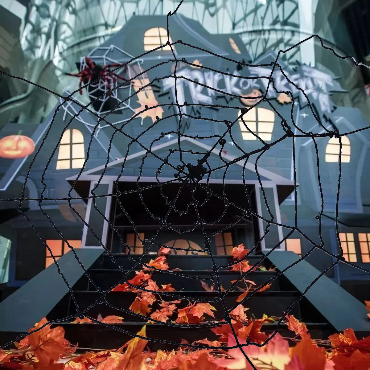 

Stretchable Halloween Spider Web Decoration Reusable Black Cobweb Accessories For Haunted Party Wool Thread Spooky