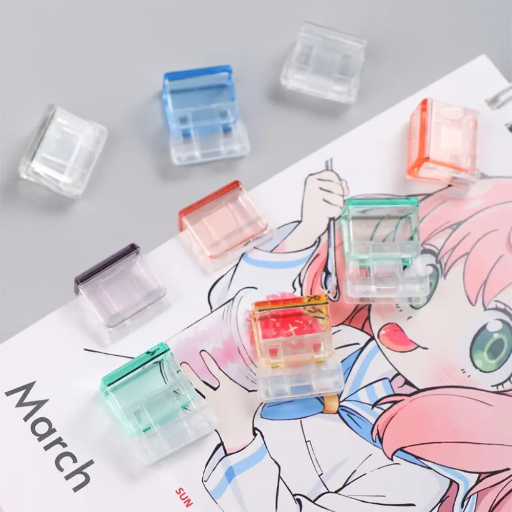 Creative Candy Color Letter Paper Clip Transparent Multi-function Test Paper File Folder Plastic Corner Clip Stationery