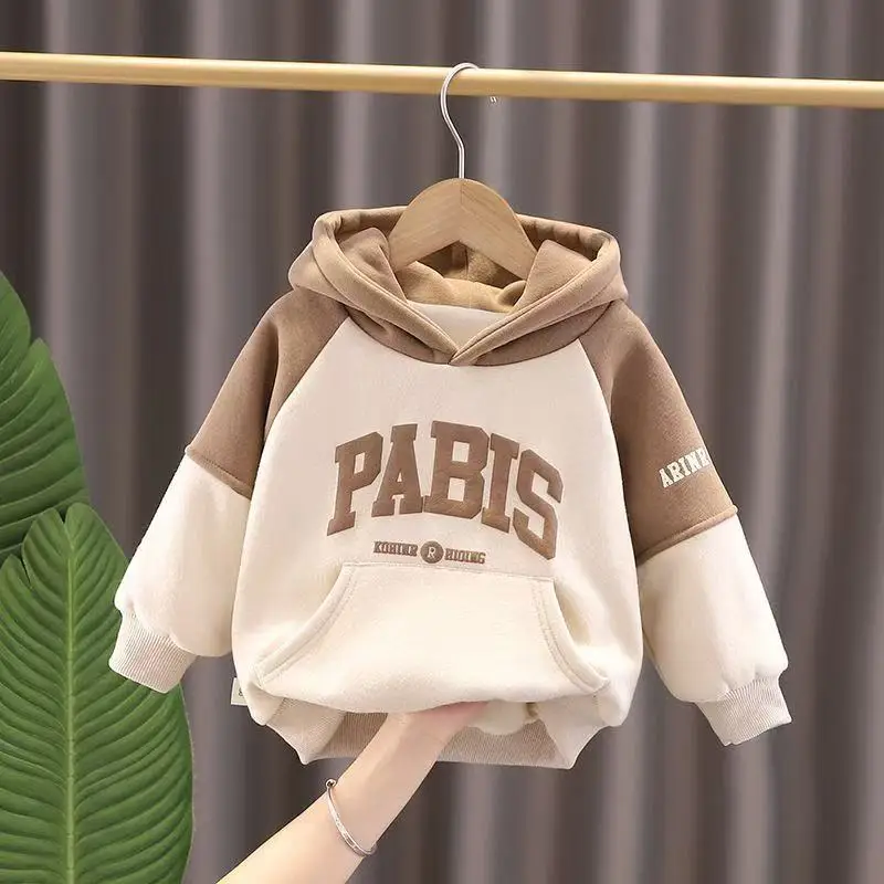 

Boys and Girls Sweater Hooded Spring and Autumn Korean Casual Sports Top 2026 New Teenage Children's Pullover Hoodie 100-160CM