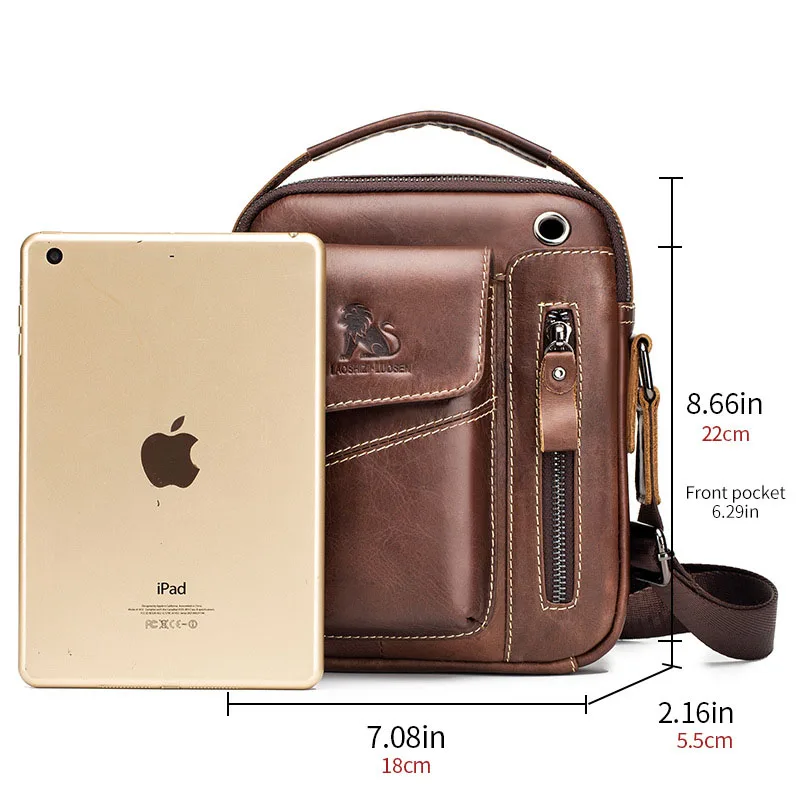 Casual Men\'s Shoulder Bags Genuine Leather Handbag Men Travel Sling Bag Large Capacitry Men\'s Messenger Crossbody Bags For Male